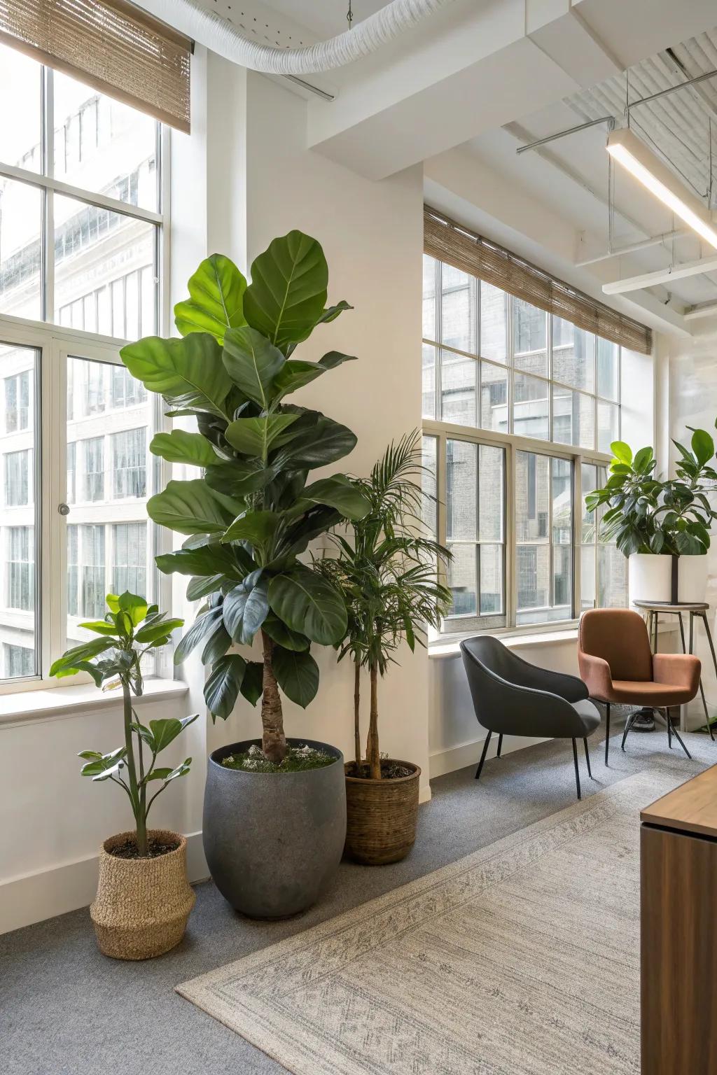 Greenery adds vibrancy and a sense of calm to your workspace.