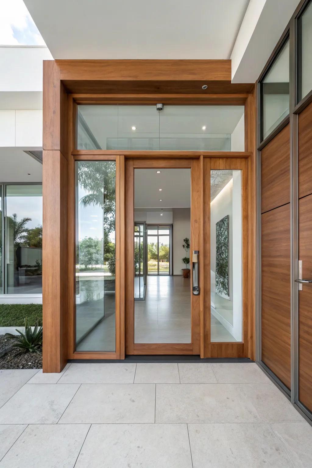 A contemporary door design adds a modern touch to an entryway.