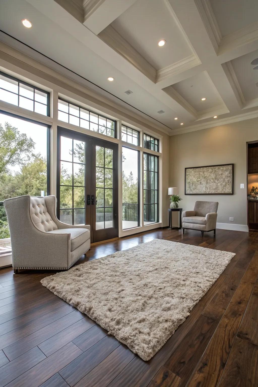 Elegant flooring choices that elevate a flex room's design.