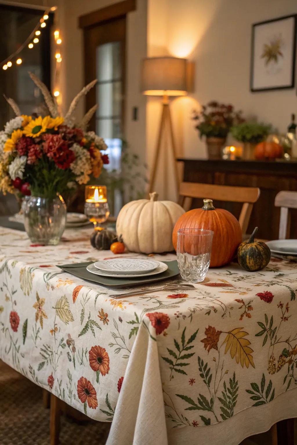 Seasonal tablecloths keep your dining space feeling fresh.