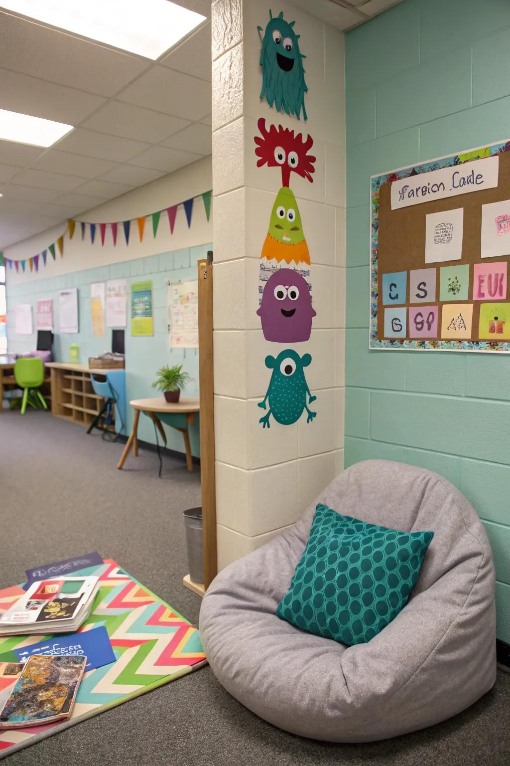 A color monster calm corner that supports emotional awareness and regulation.