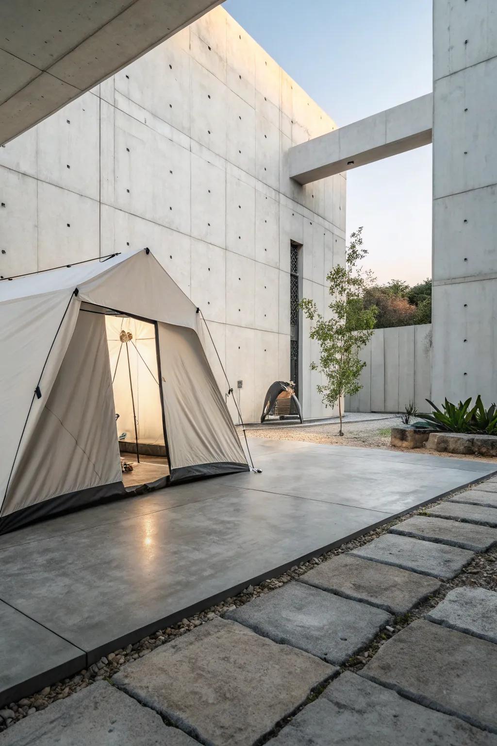 Concrete slabs provide a sleek, minimalist look.