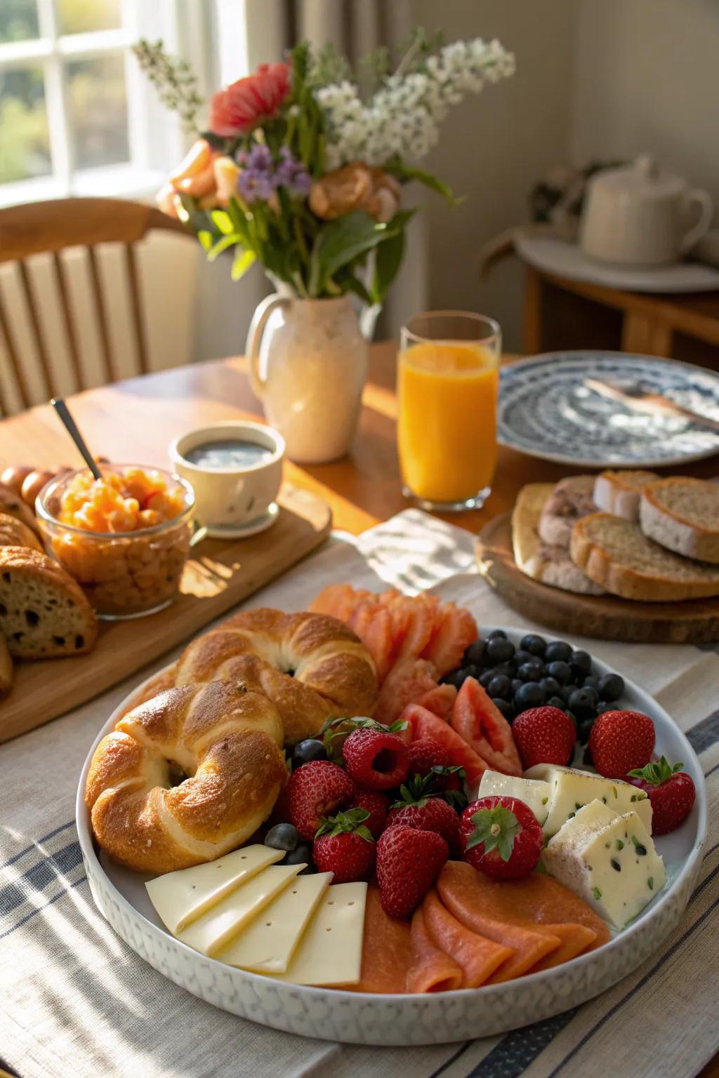 A brunch board that promises a warm and inviting start to the day.