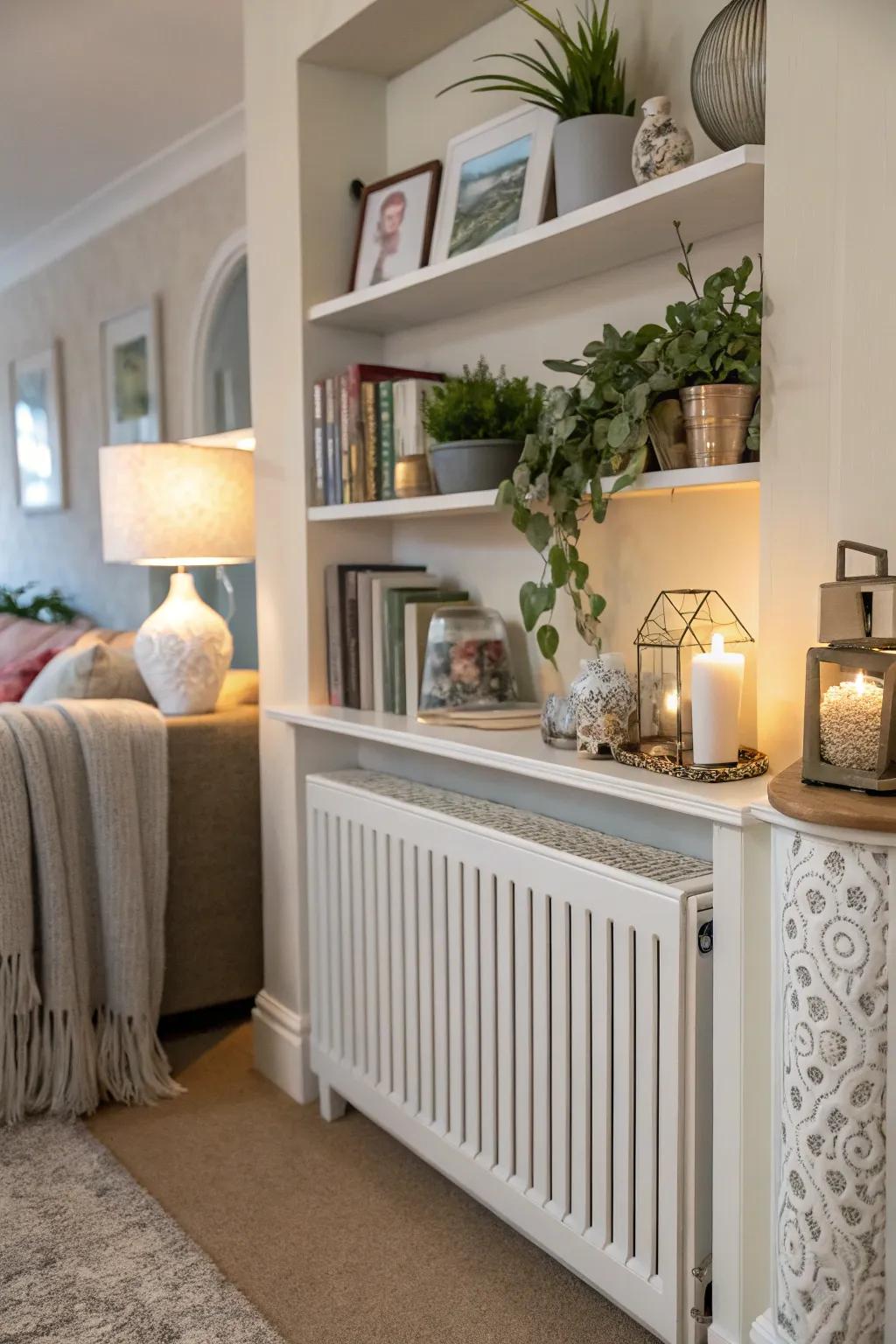 Achieve harmony by coordinating your radiator shelf with your room's colors.