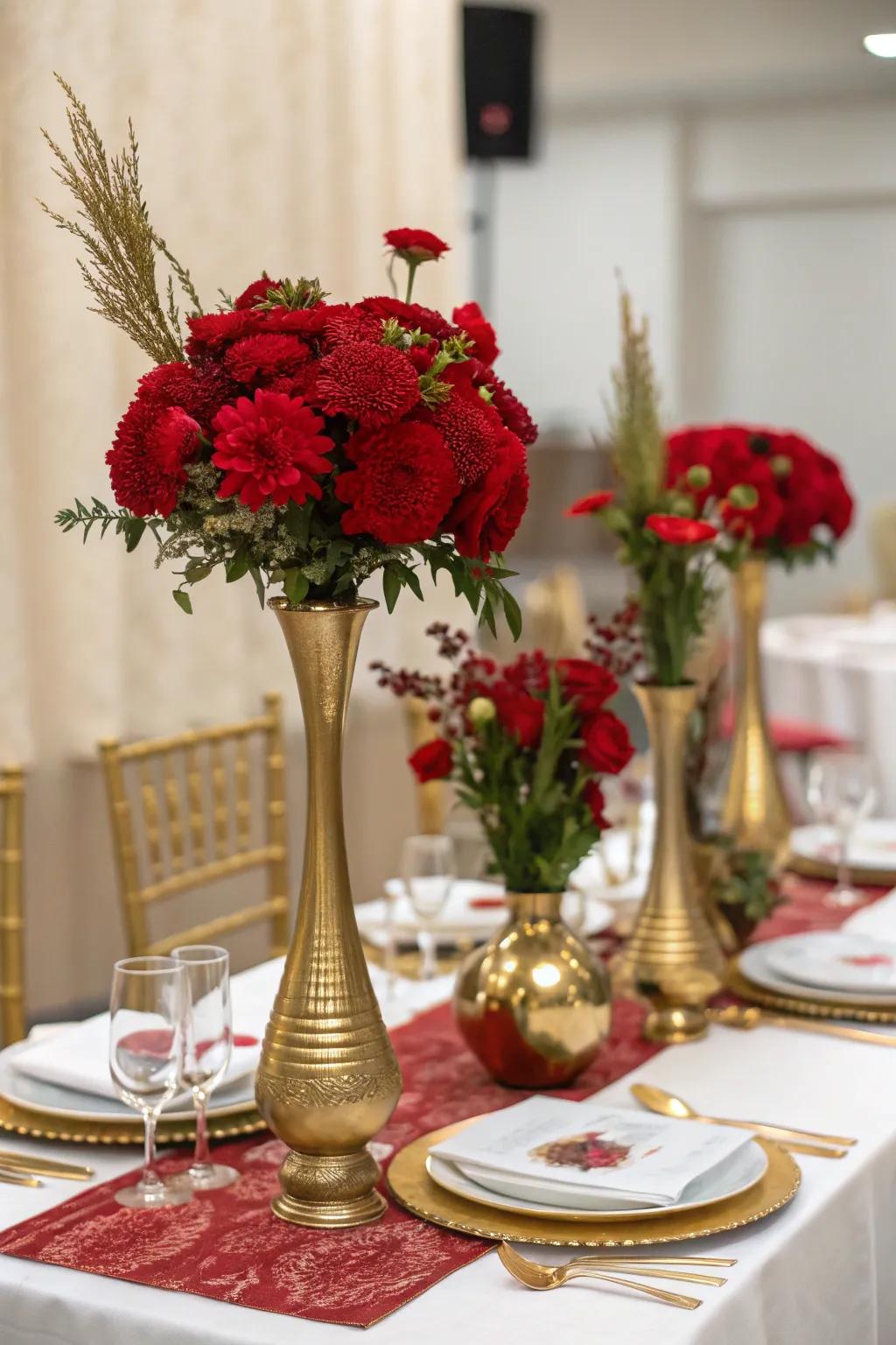 Elegant centerpieces enhance the table's visual appeal.