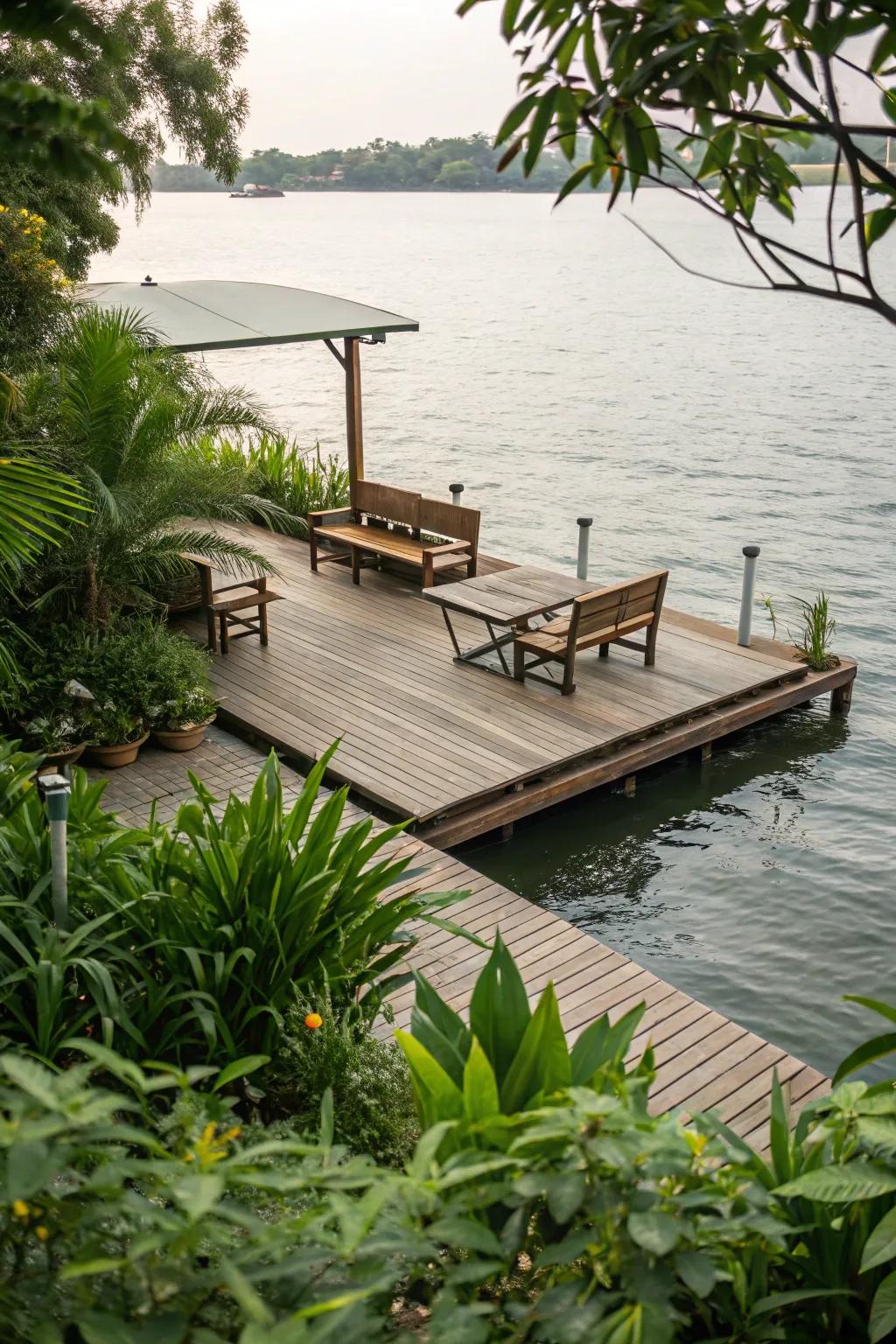 A dock designed for privacy and relaxation.