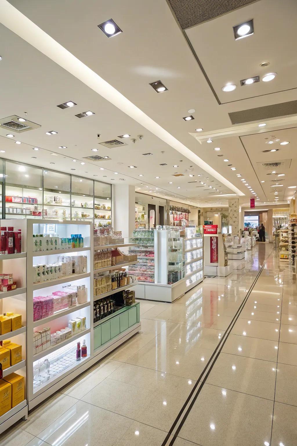 Bright lighting ensuring clear visibility throughout the store.