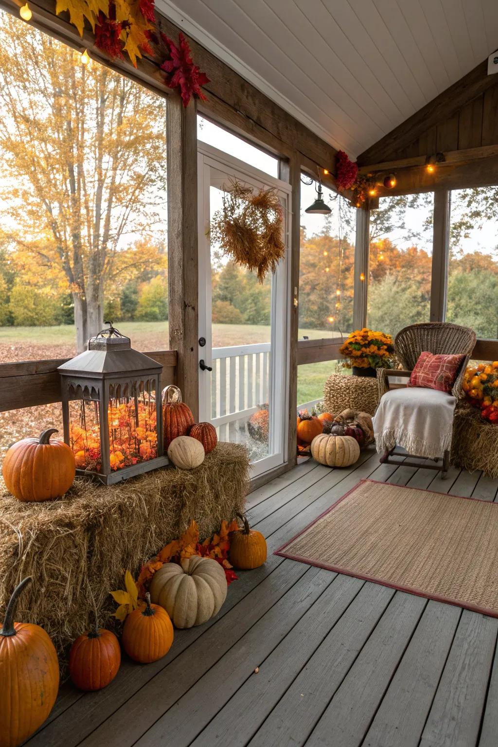 Seasonal decor keeps the porch lively and relevant.