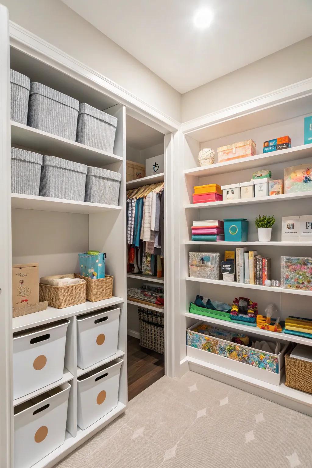 Organized storage keeps the space serene.