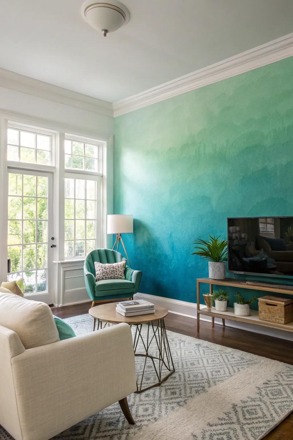 Add depth with ombre wallpaper.