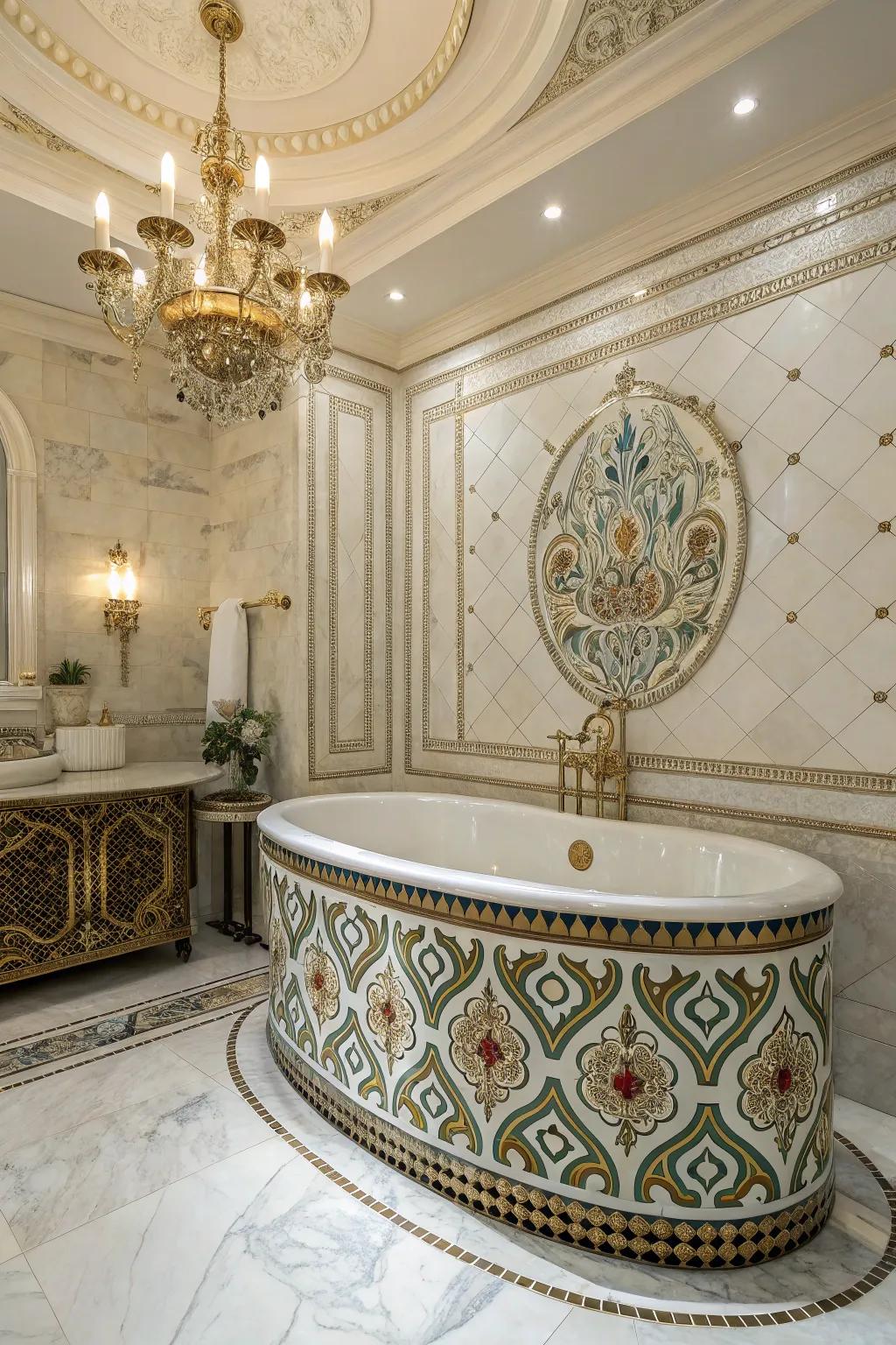 Mosaic tiles transform your bathtub area into a stunning artistic focal point.