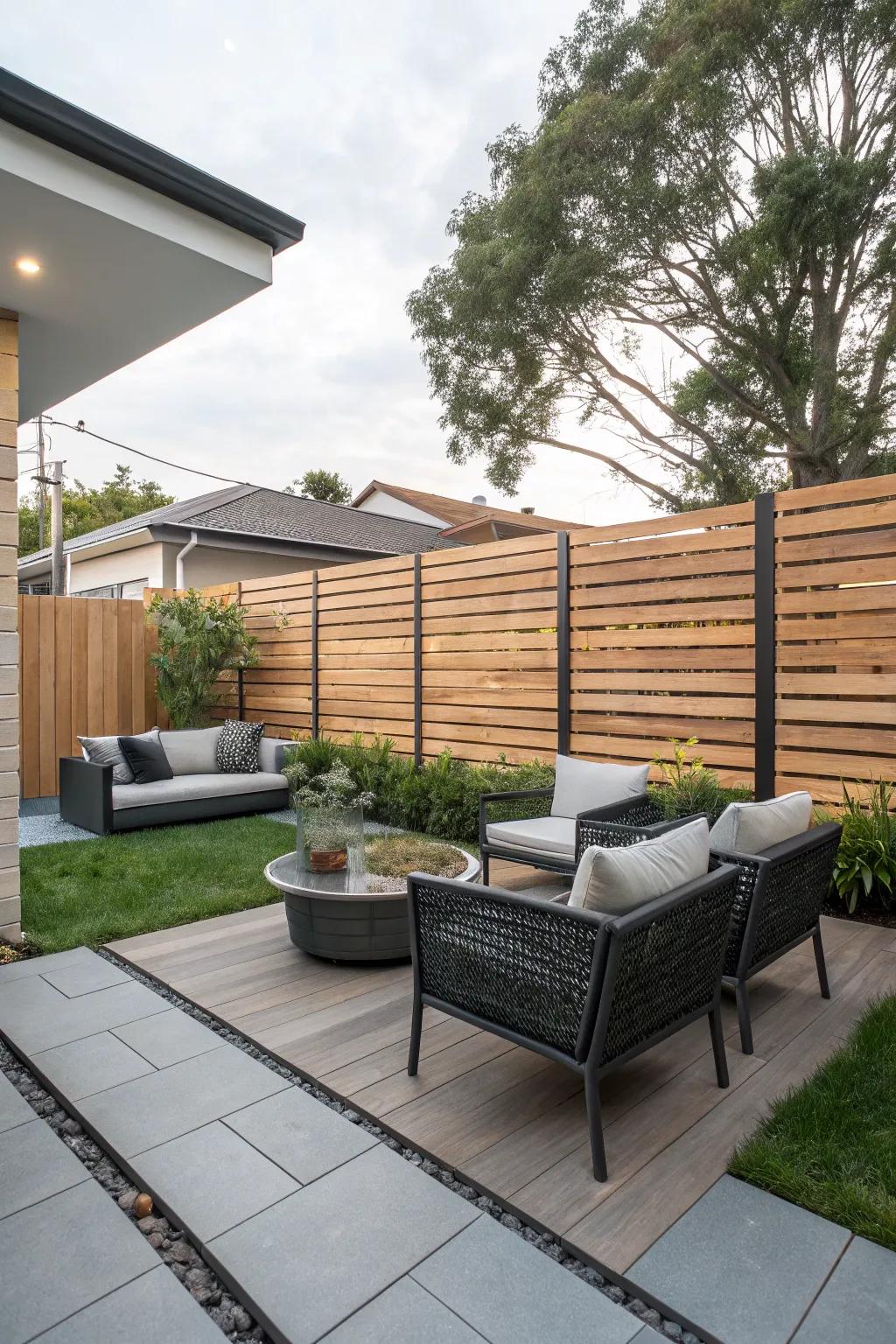 Floating panels offer a modern and striking fence design.