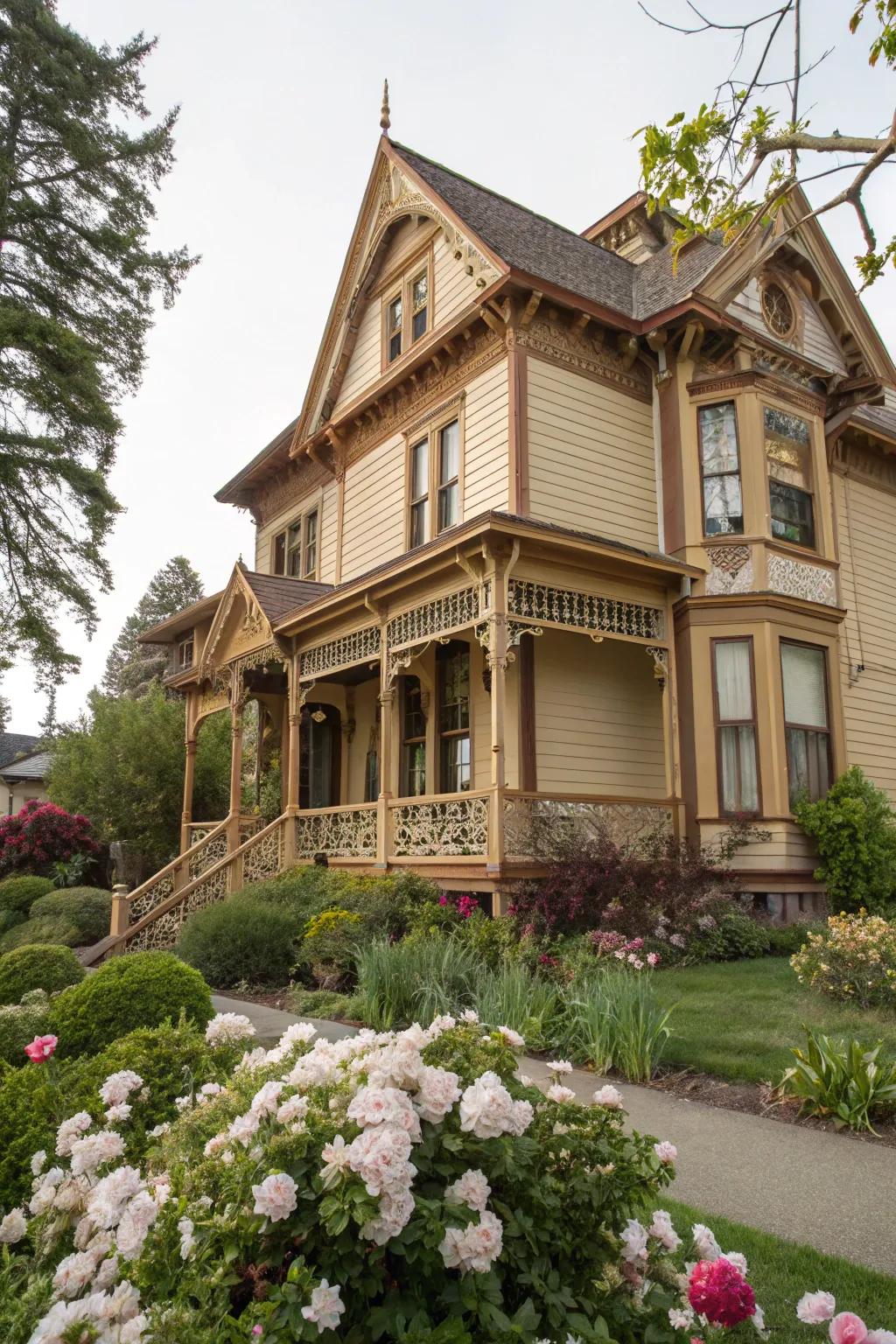 Warm beige tones enhance the cozy charm of Victorian homes.