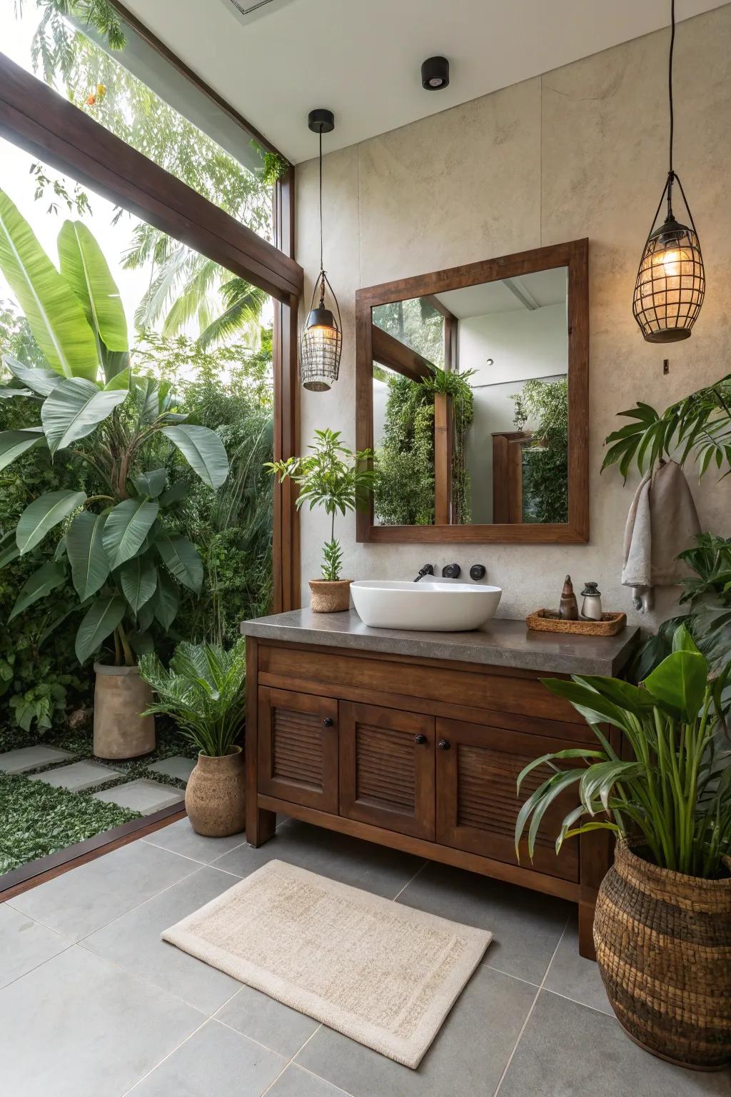 Bring freshness to your bathroom with greenery and simple accents.