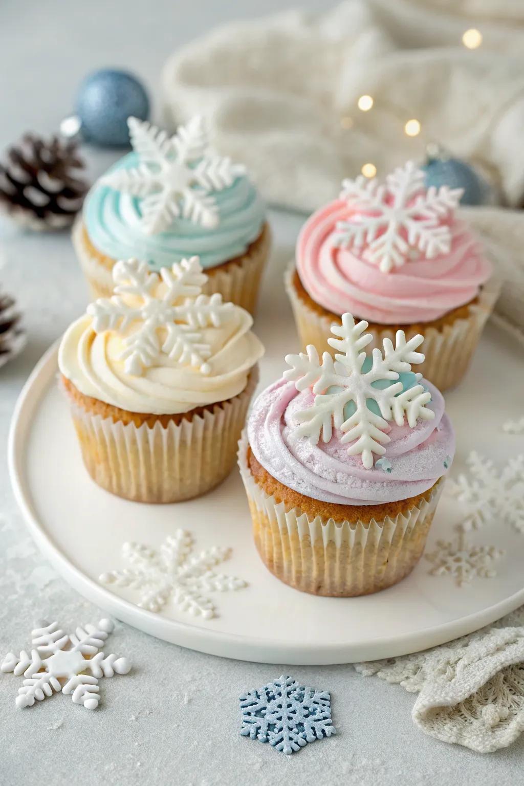 Charming cupcakes with a wintery twist.