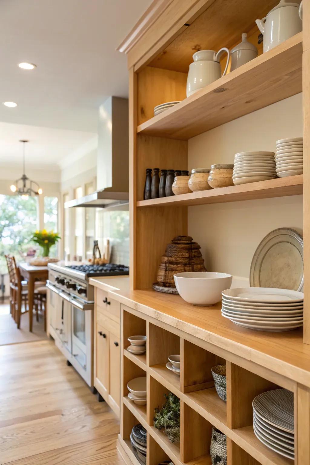 Maple wood countertops providing a bright and airy touch.