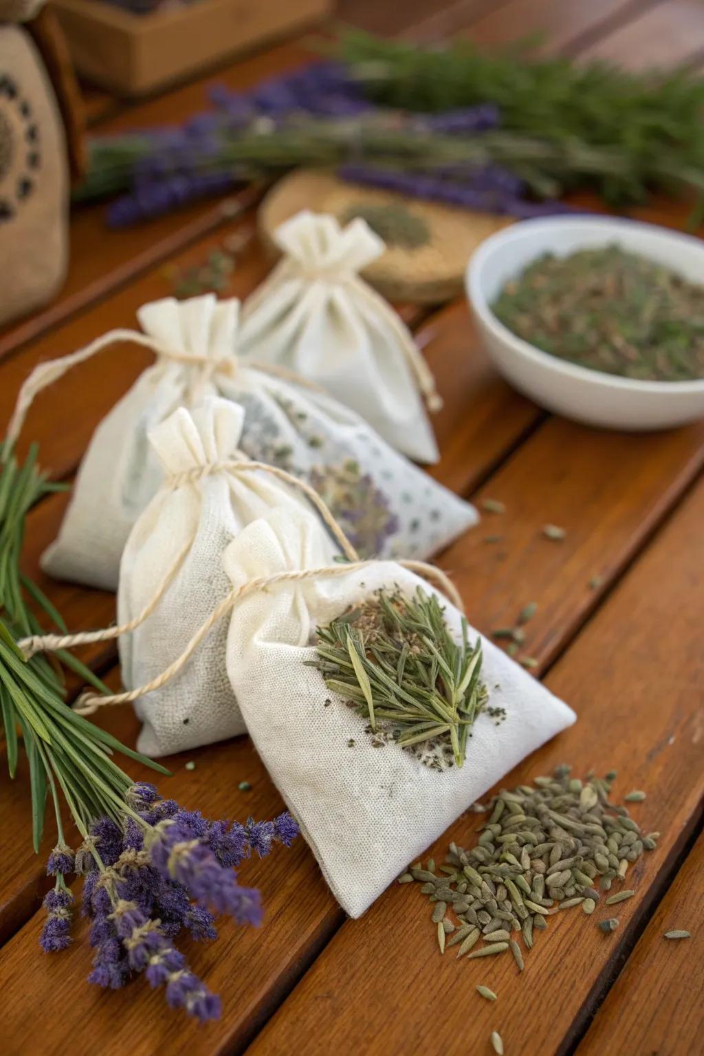 Pine scented sachets for a natural, refreshing aroma.