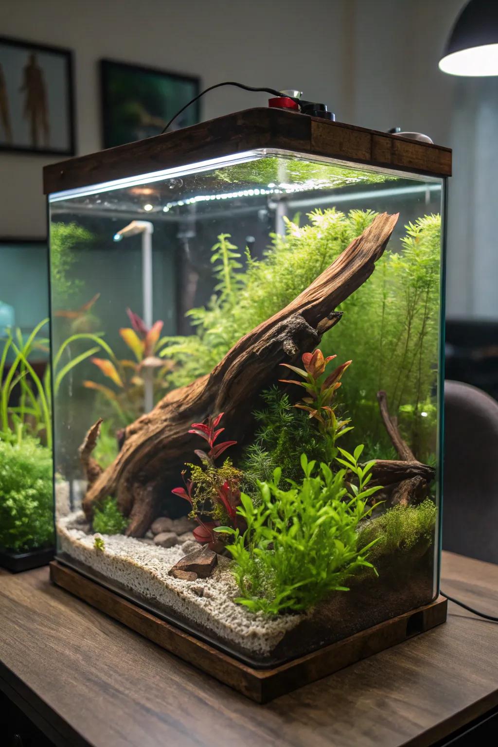 Enhance your tank with the rustic charm of driftwood.