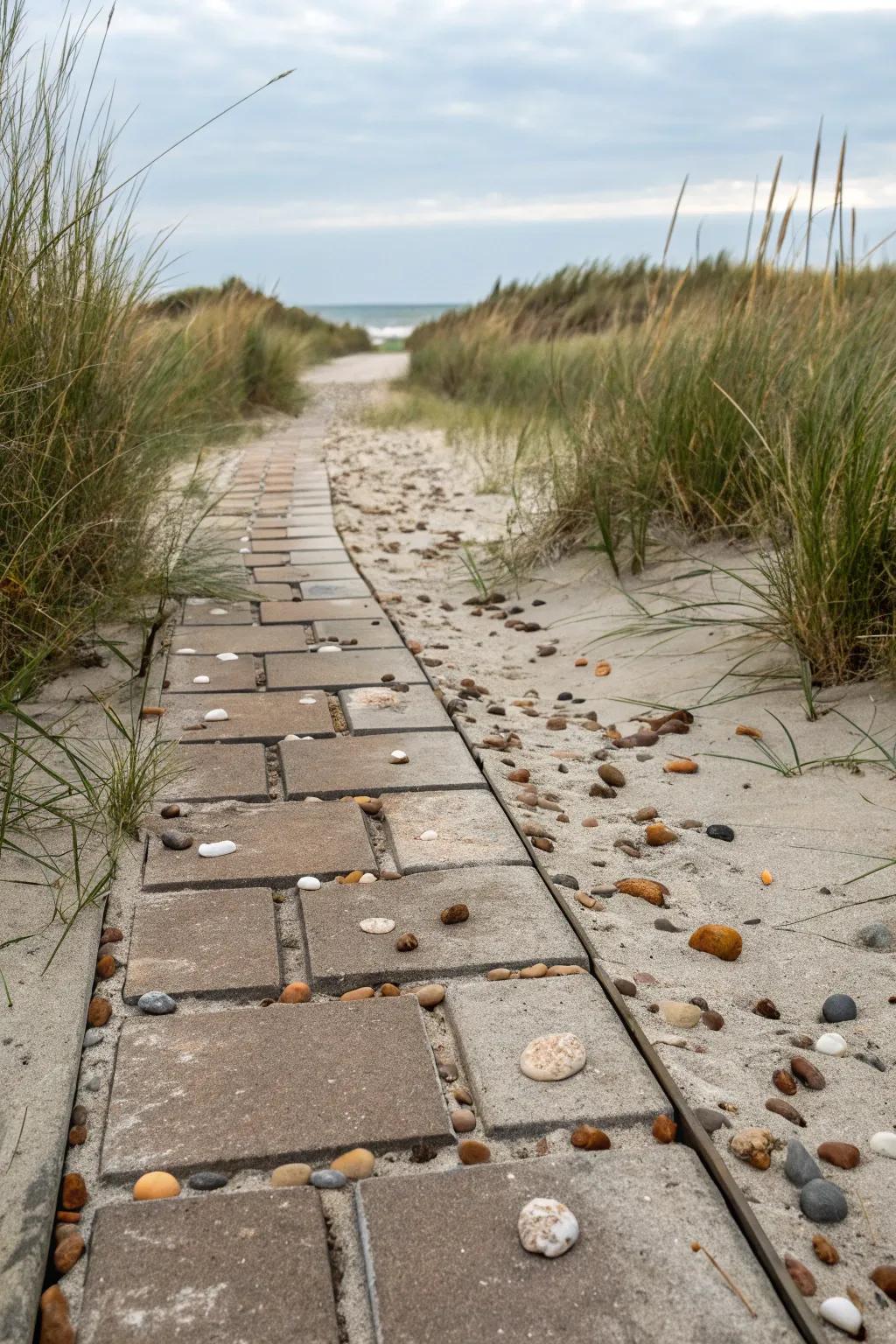 Step into a beachside paradise with sand and shell accents.