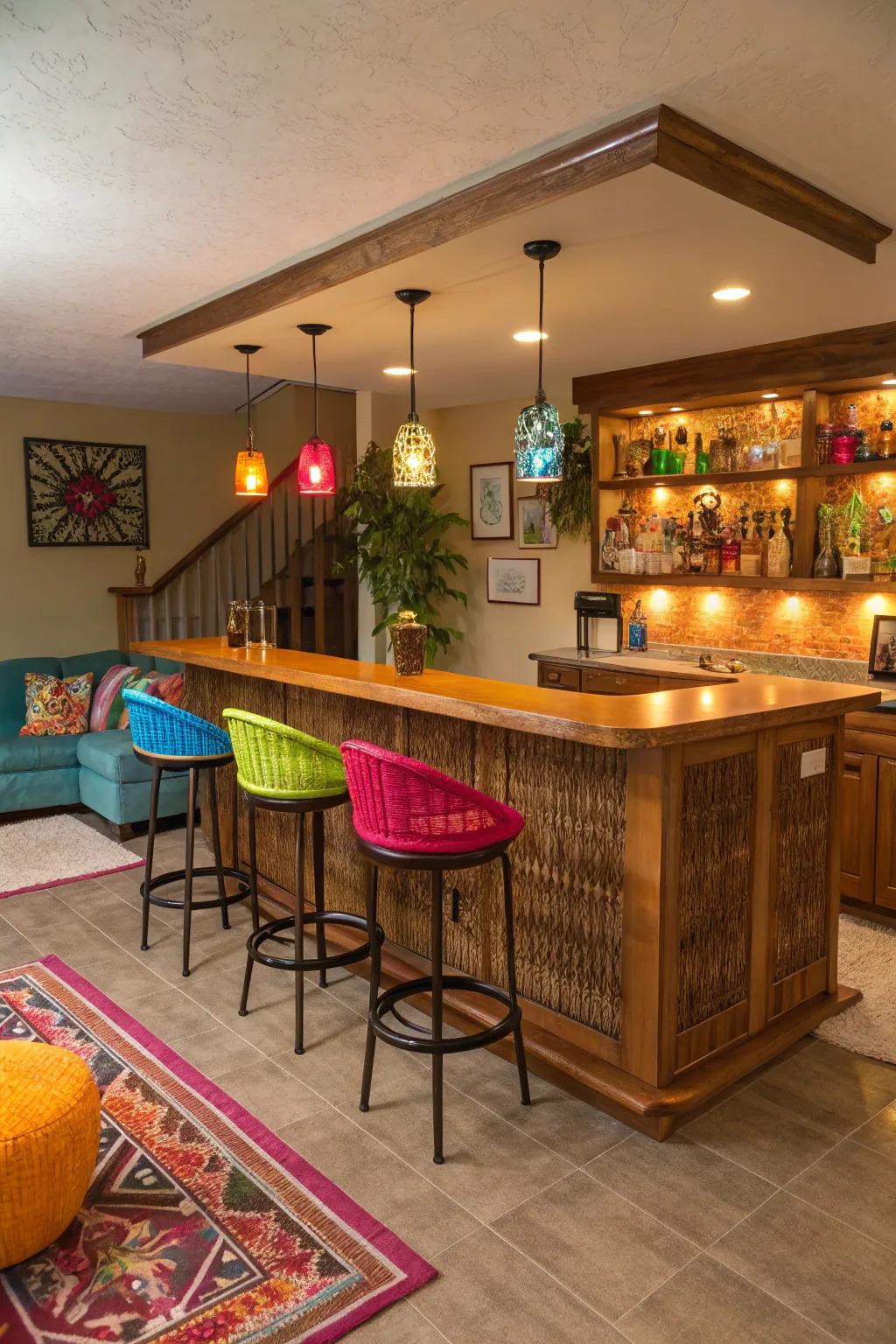 Color personalization gives this bar a unique vibe.