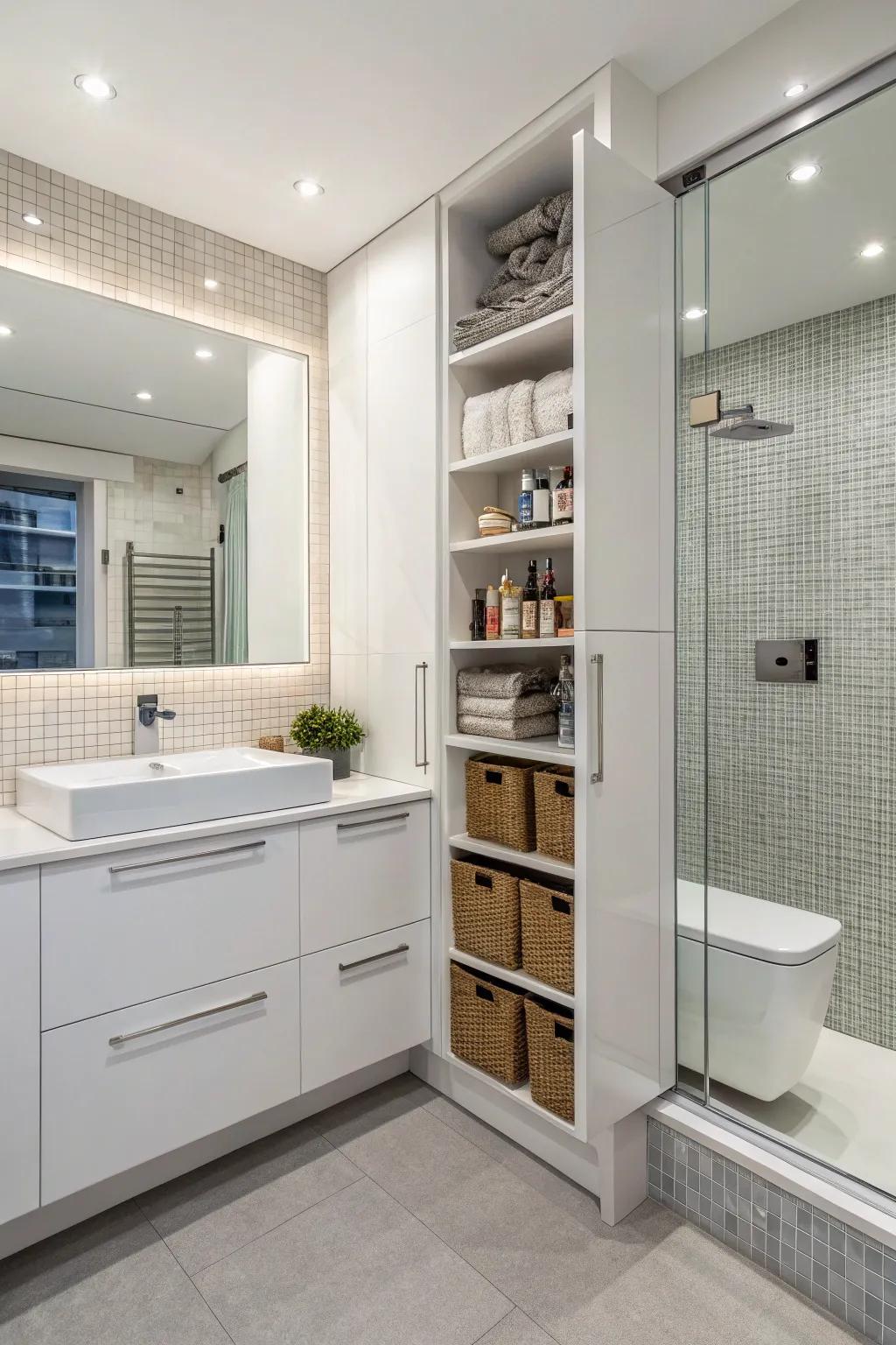 Smart storage keeps your bathroom organized and clutter-free.