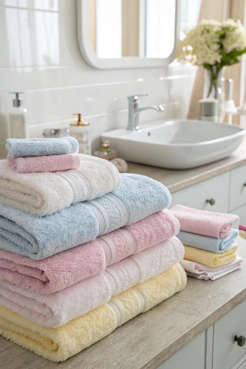 Soft and fluffy towels for a gentle bath experience.