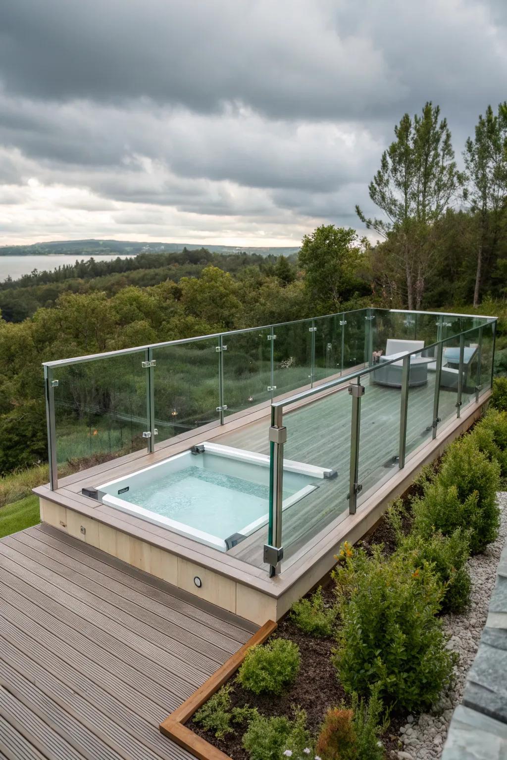 Quality railings are essential for safety and can enhance the deck's modern aesthetic.