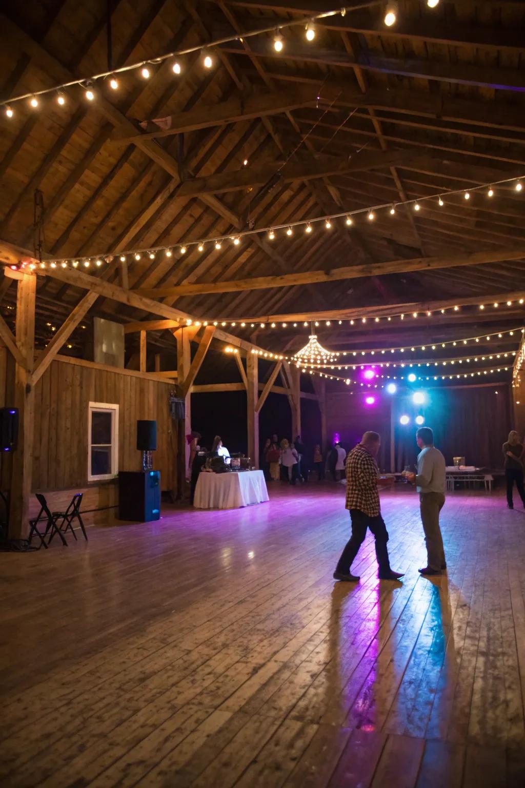 A well-lit dance floor is the heart of any barn dance.