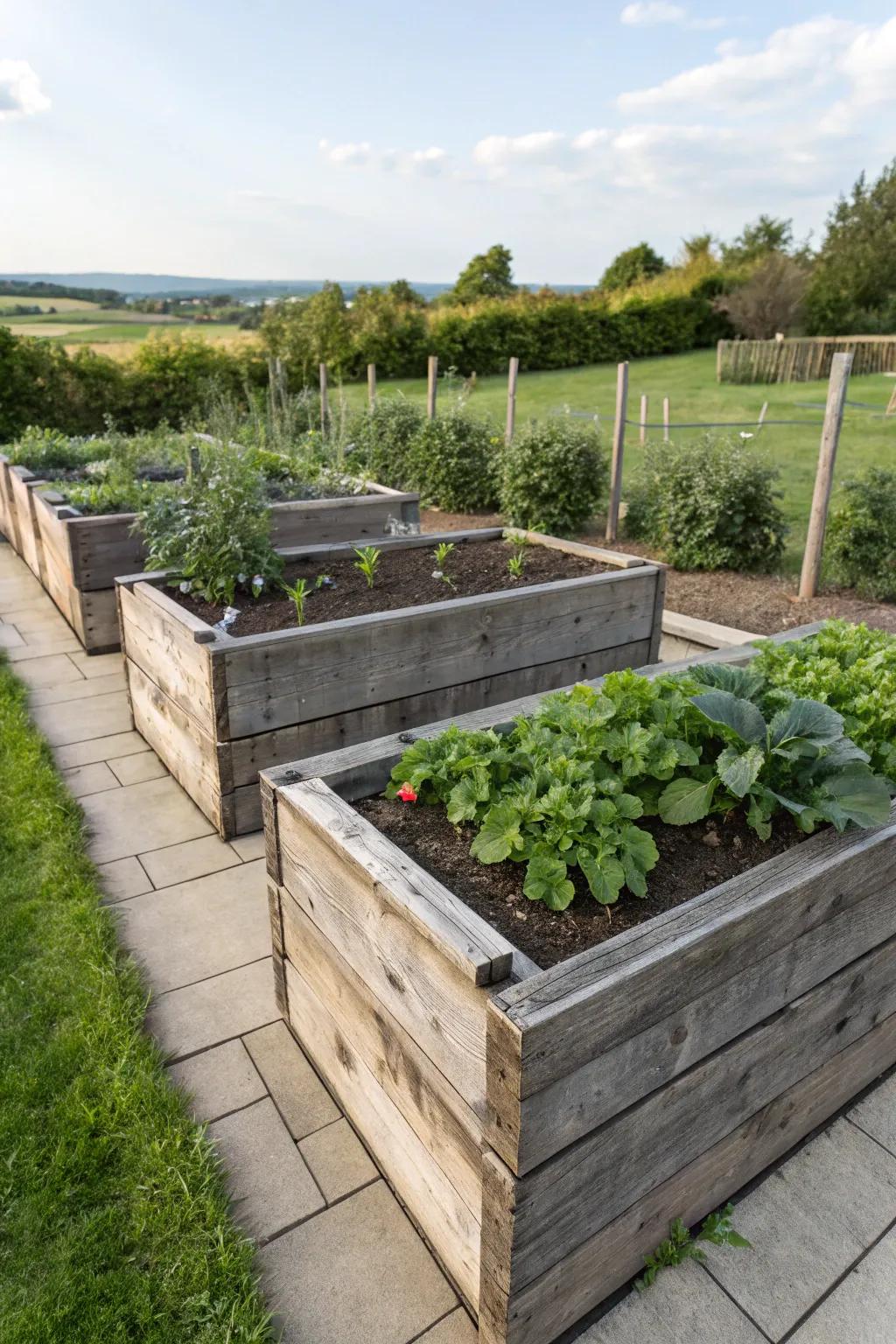 Thick boards provide stability and longevity for your garden beds.