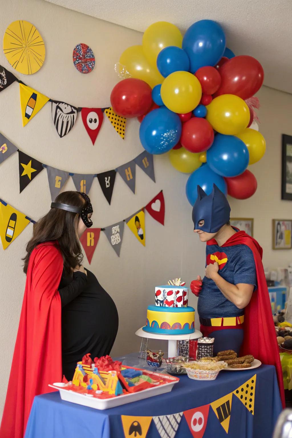 Superhero-themed baby shower ready for action and adventure