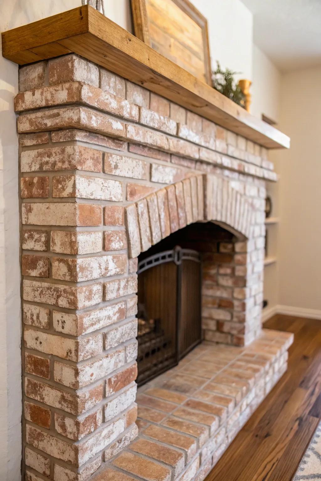 German smear adds a rustic, textured charm to your fireplace.