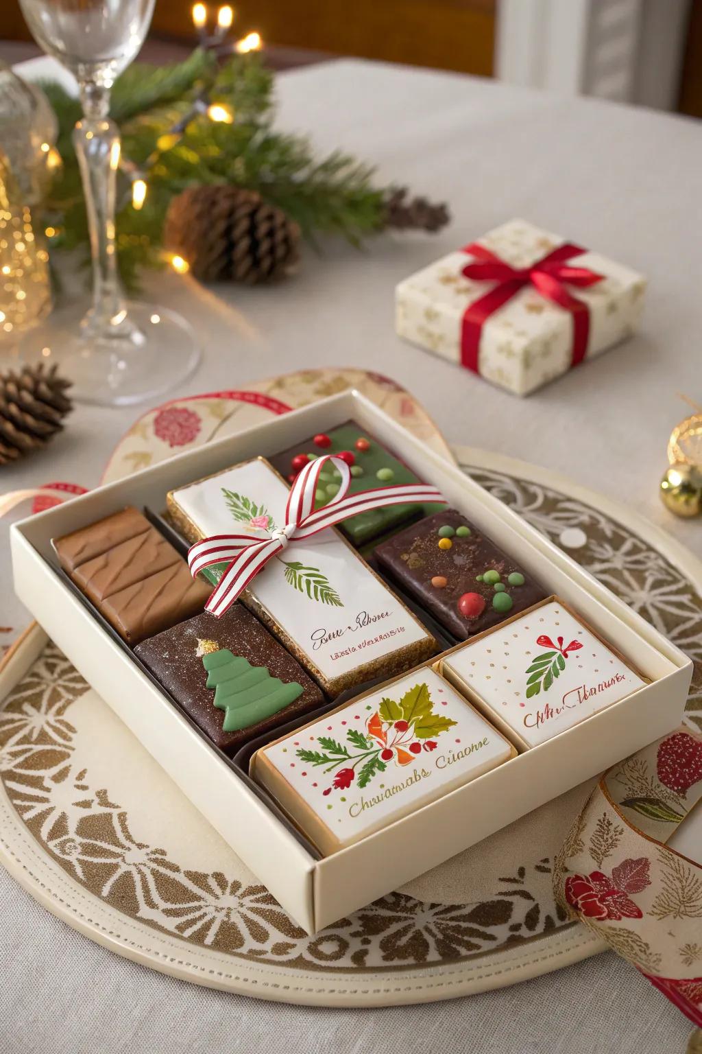 Gourmet candy bar assortment for a touch of class this Christmas.