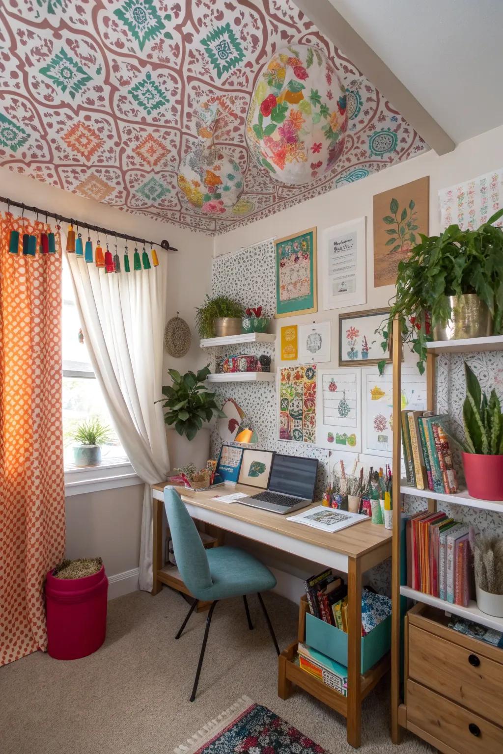 Patterned curtains adding a playful vibe