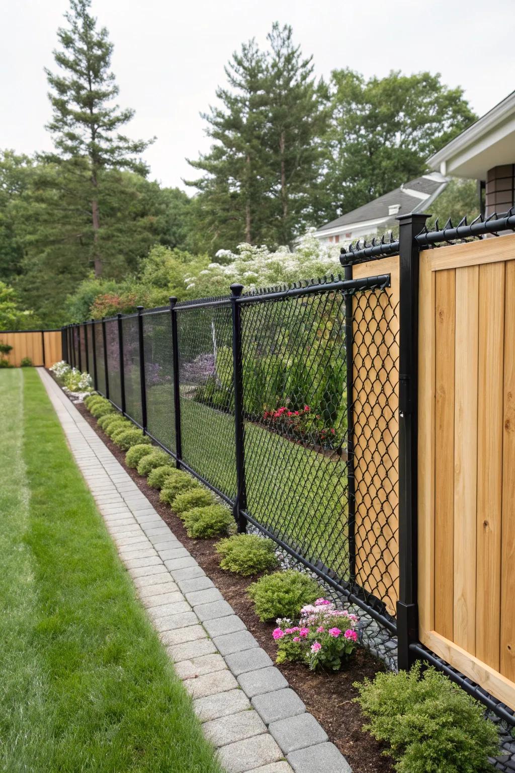 Wooden panels bring sophistication to your fence.