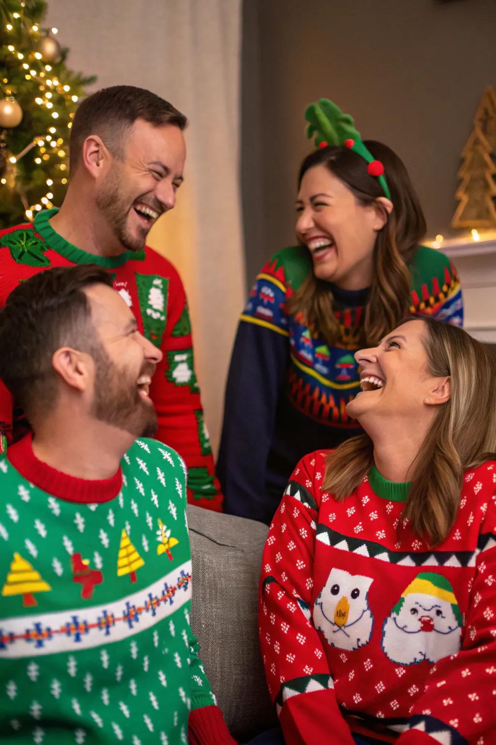 Add humor to your party with an ugly sweater contest.