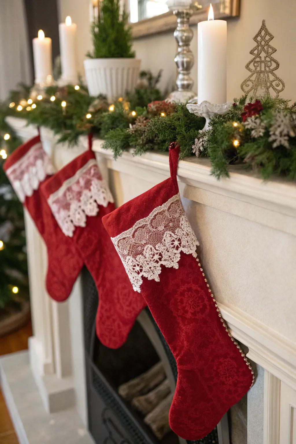 Lace trimmings add elegance and sophistication to your holiday decor.