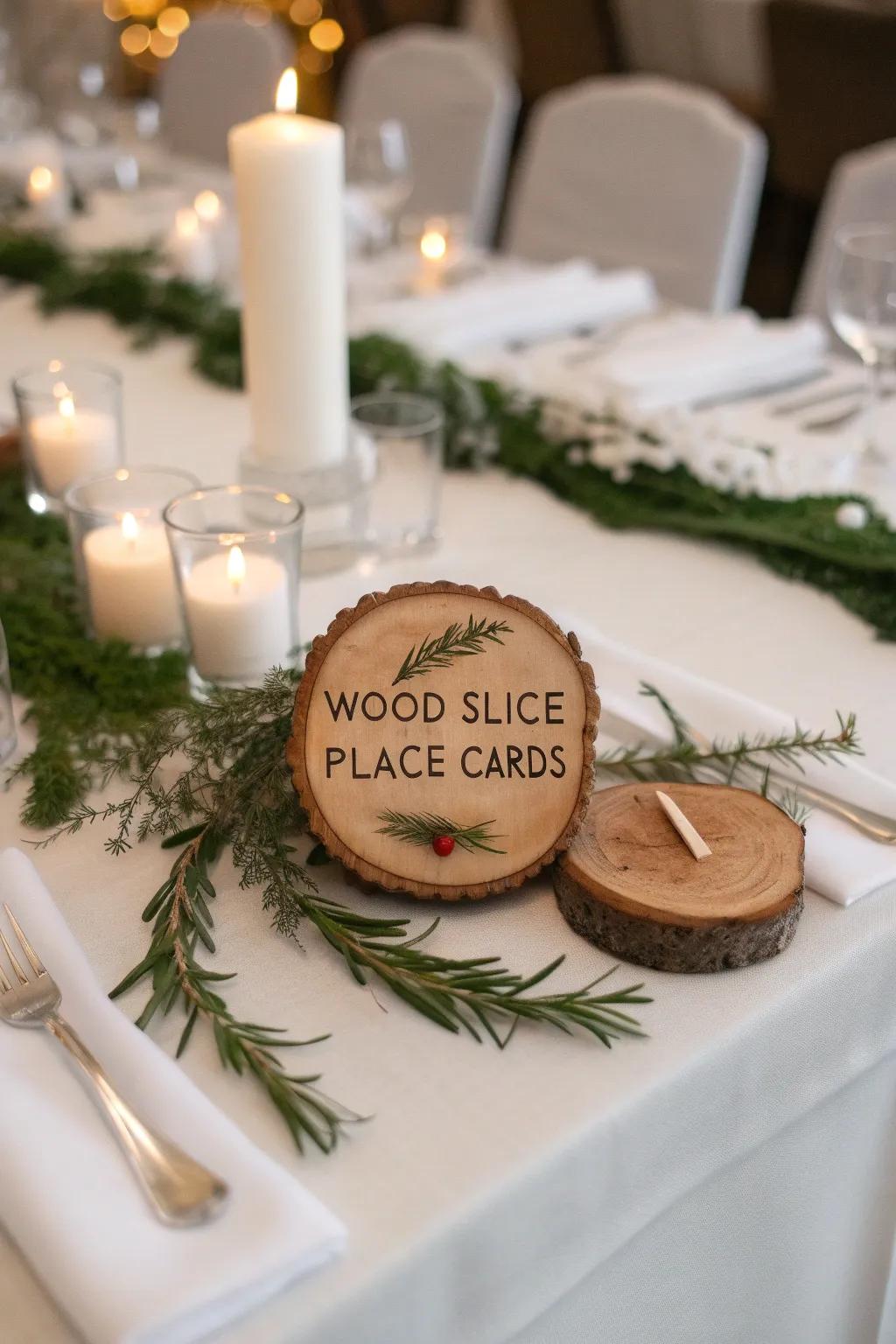 Handmade place cards add a personal touch.