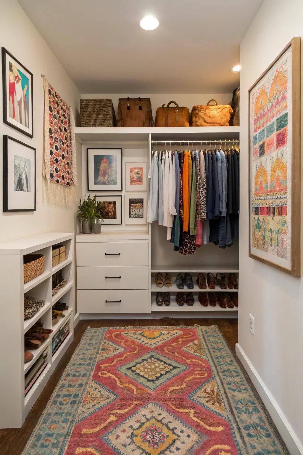 Decorative elements infuse personality into your closet space.