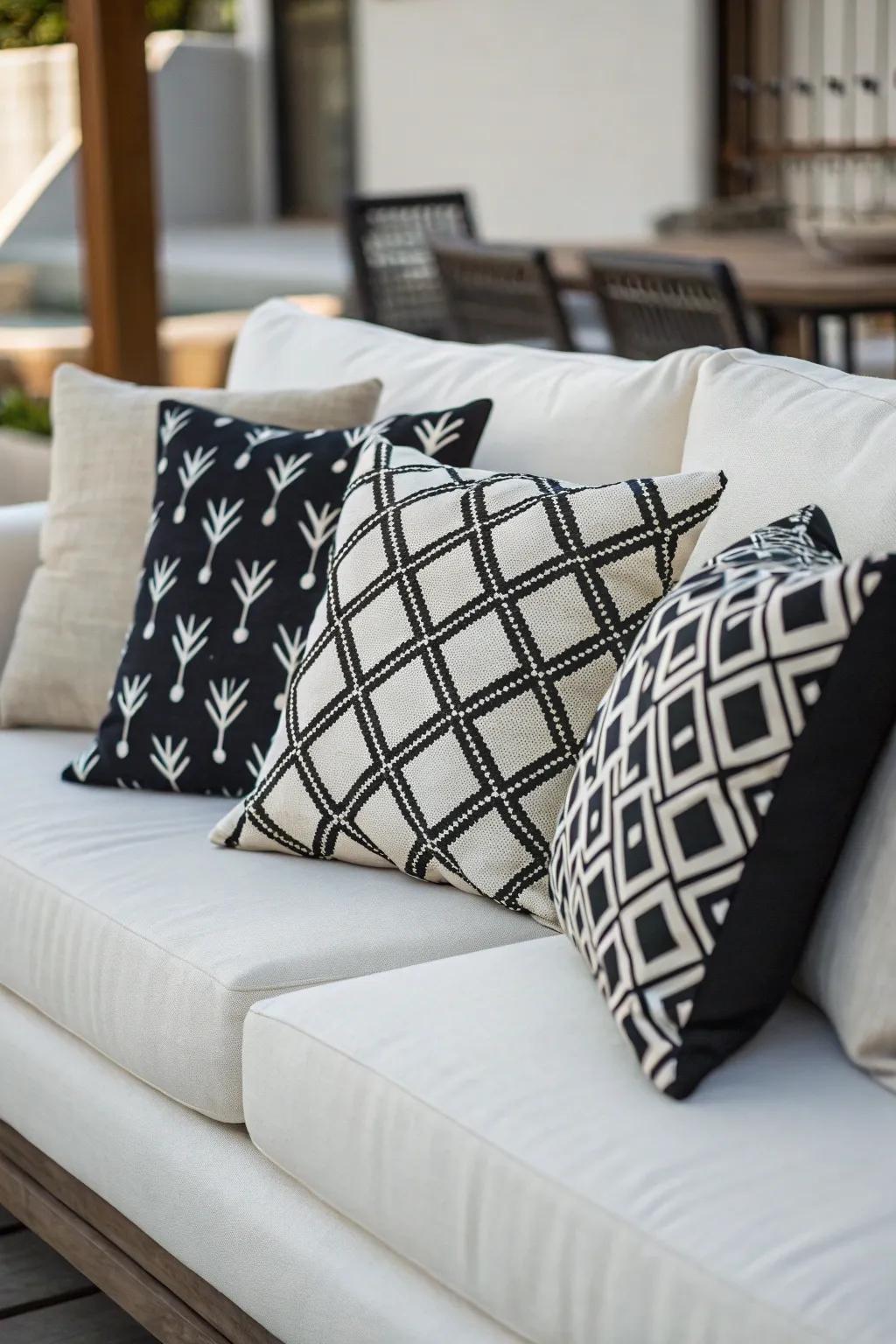 Minimalist pillows enhance a clean and modern look.