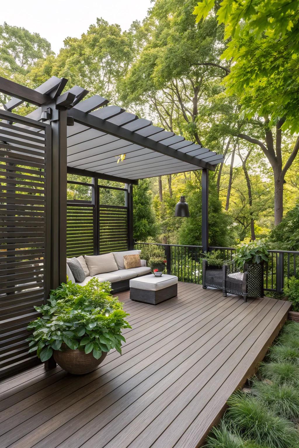 Privacy features create a secluded outdoor retreat.