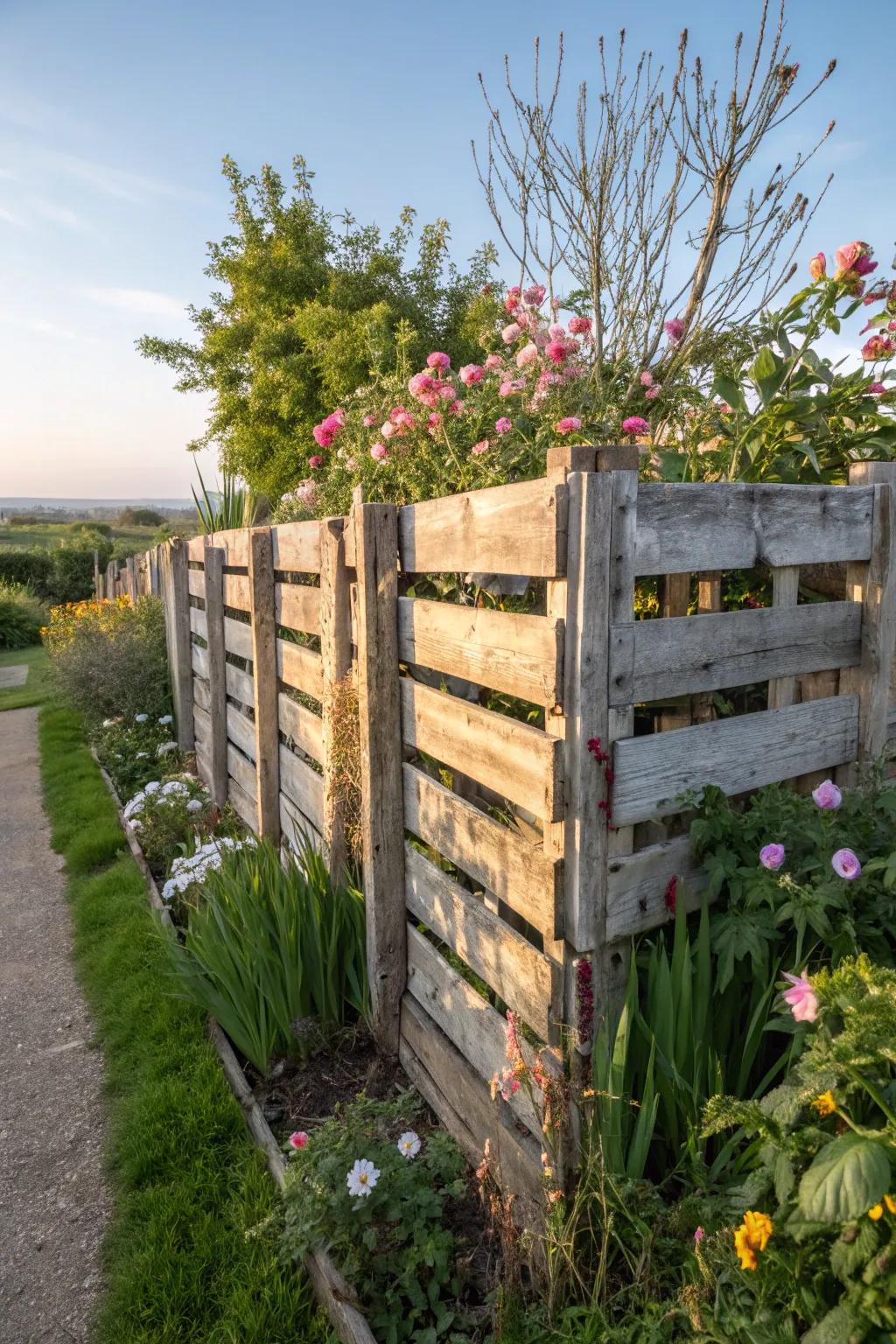 Recycling materials offers a sustainable and artistic fence solution.