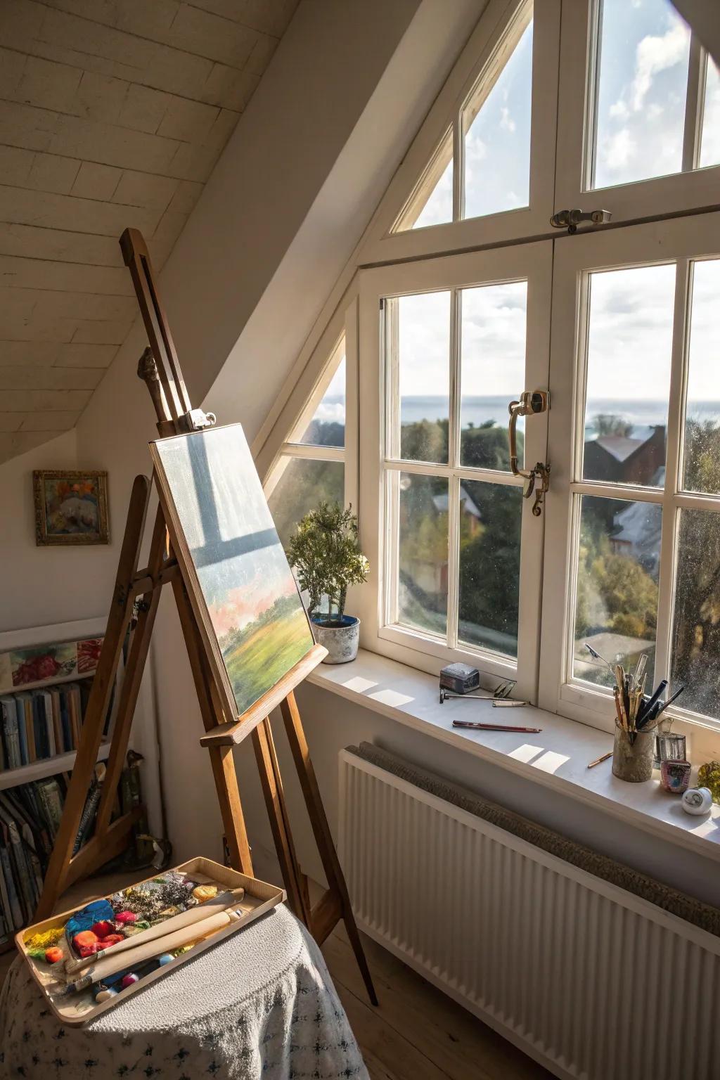 An art studio where inspiration meets natural light.