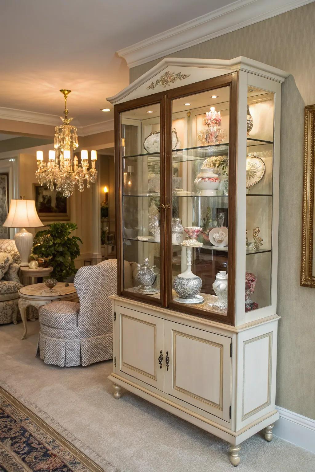 Glass doors transform this dry sink into a display cabinet.