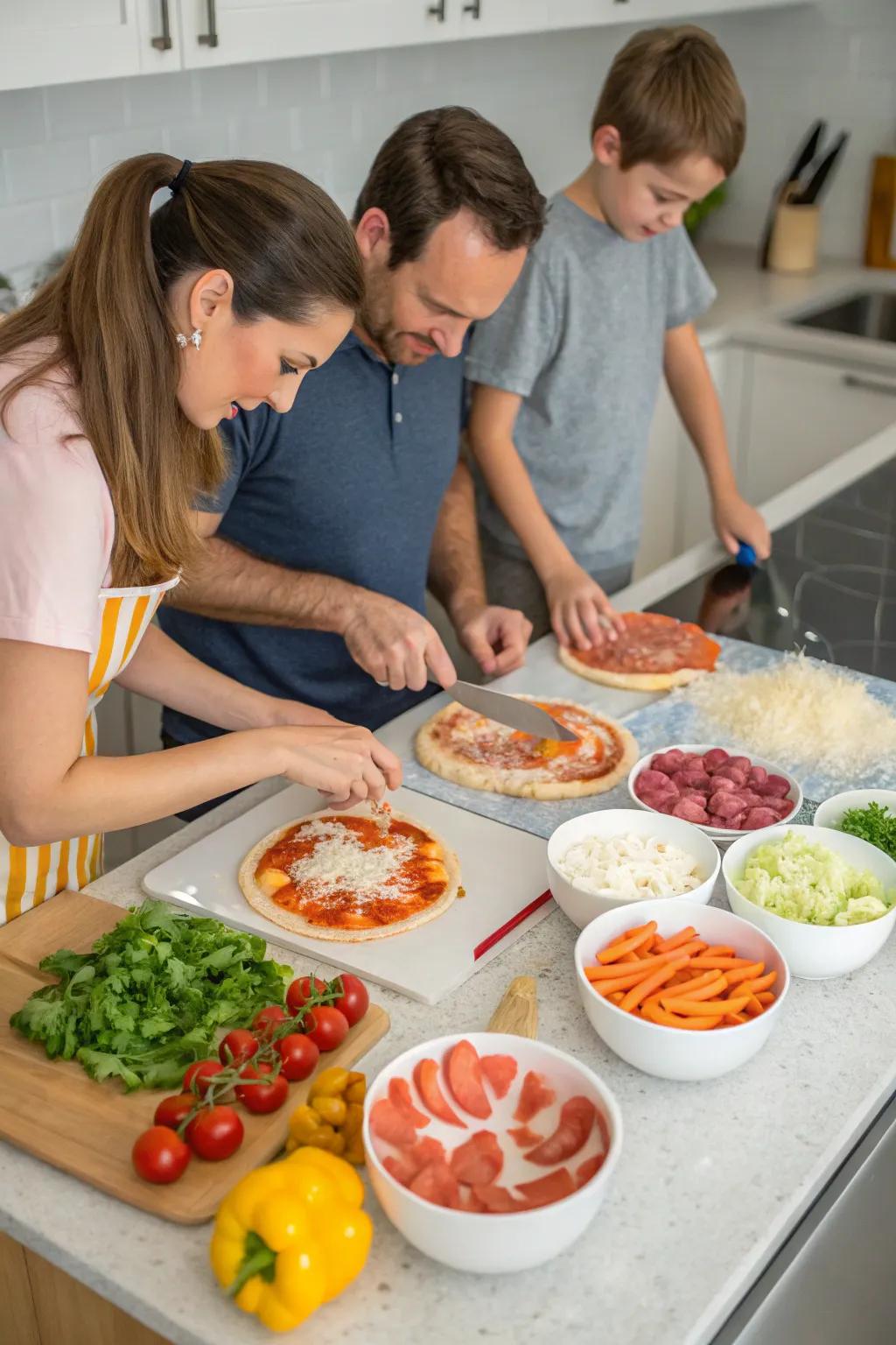 A delightful DIY pizza night with personalized creations.