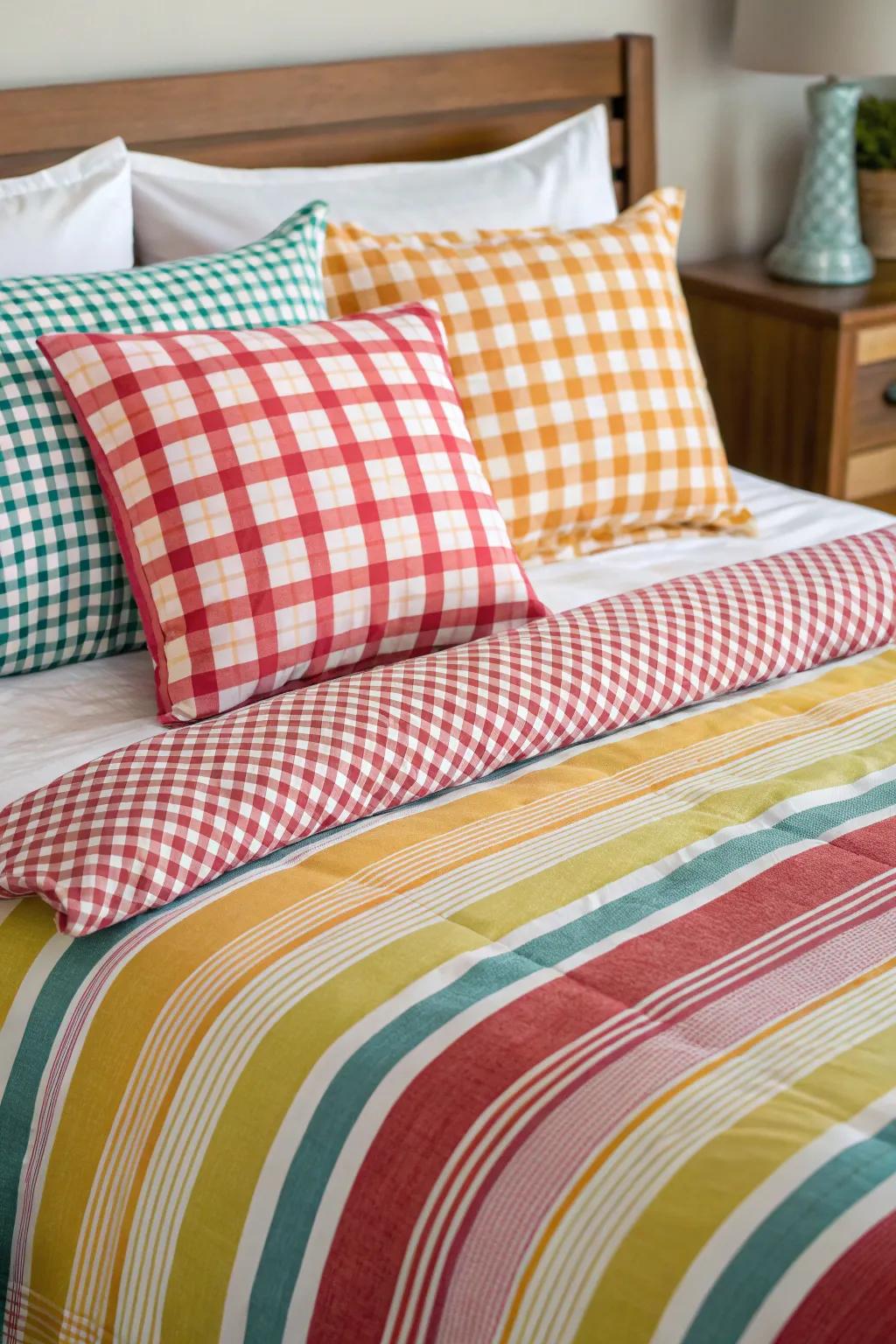 Stripes and checks bring a timeless farmhouse charm.