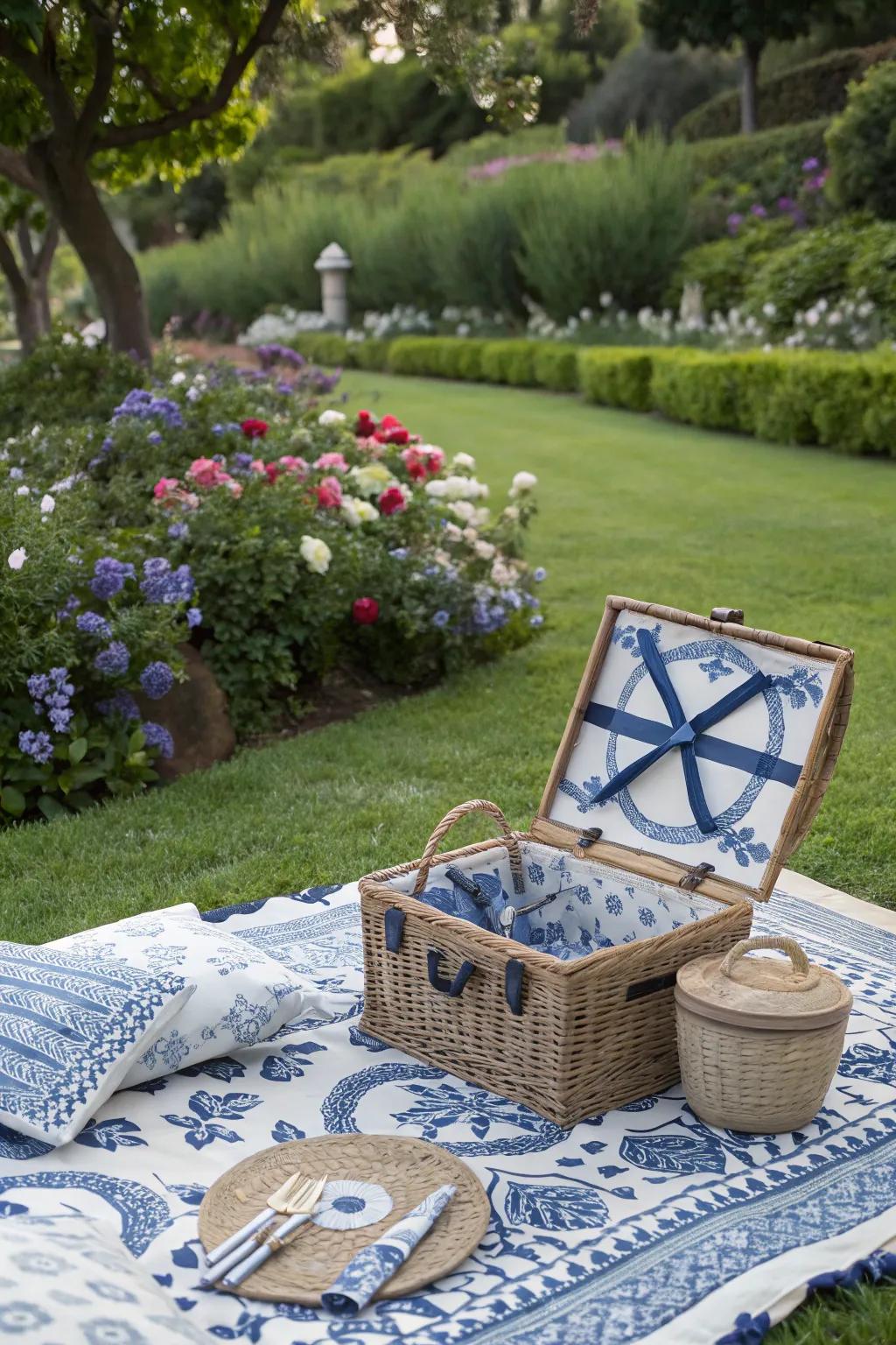 Enjoy a stylish outdoor celebration with a sophisticated picnic.