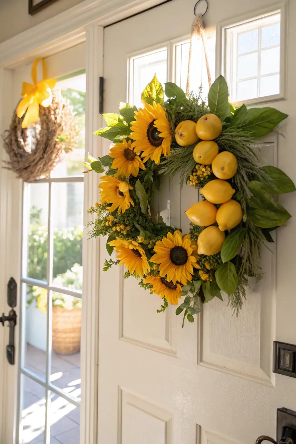 Bring sunshine indoors with a citrus-themed wreath.