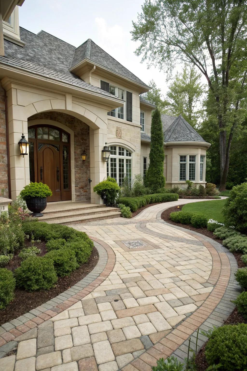 Harmonious design integration for a cohesive entrance.