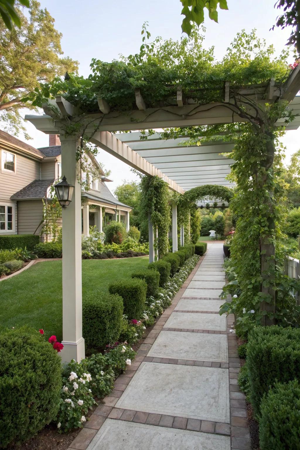 A pergola or arbor can create a stunning entrance to your home.