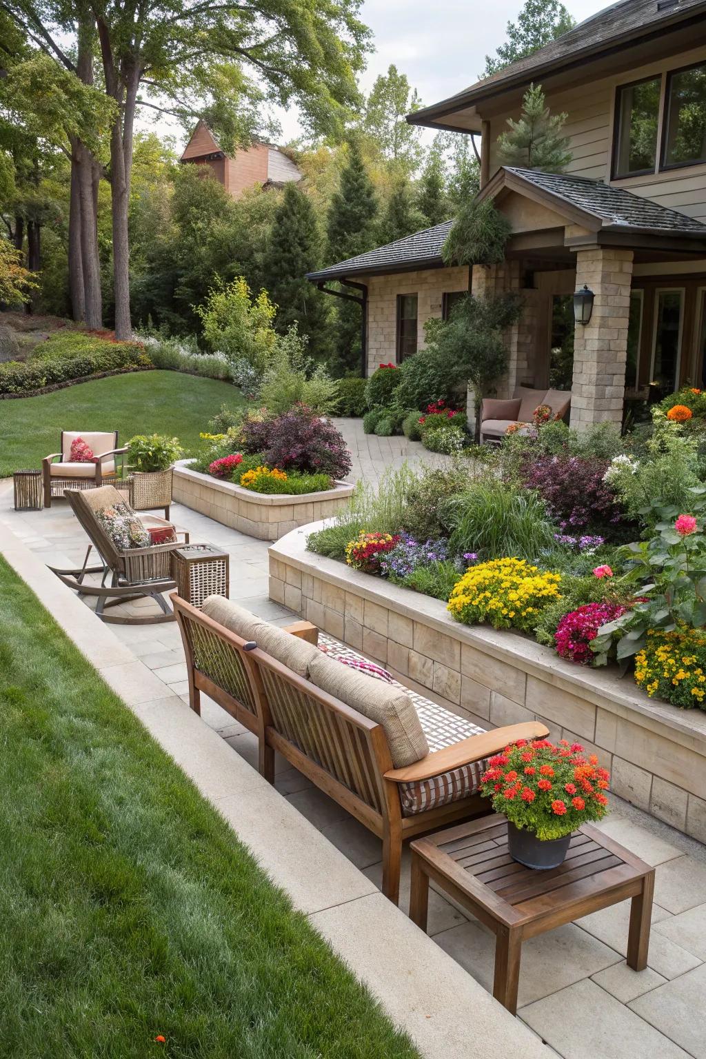 Frame your space with raised planter walls.